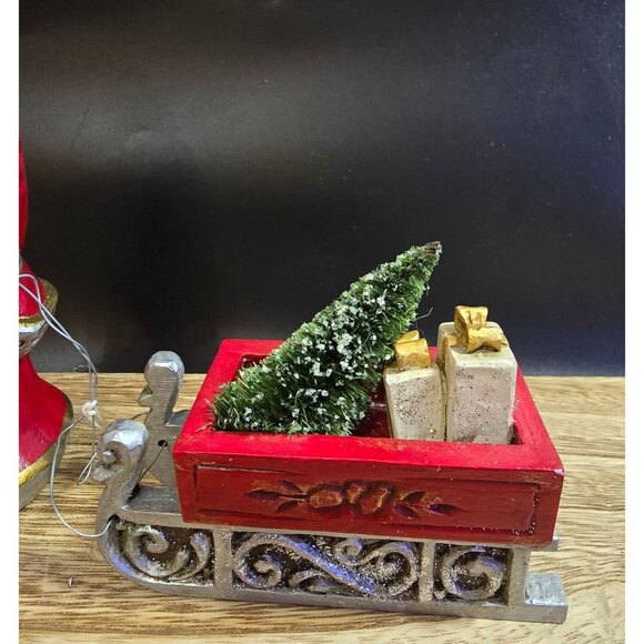 NWT Pam Schifferl Handcrafted Santa Figurine With Lantern & Sleigh Red/Gold - Picture 3 of 14